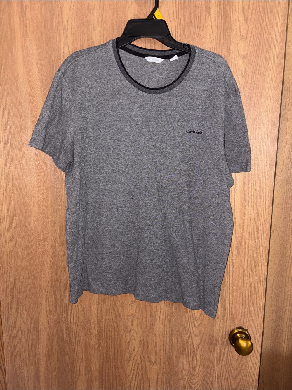 Calvin Klein Gray Short-Sleeve Crew Tee with Black Trim